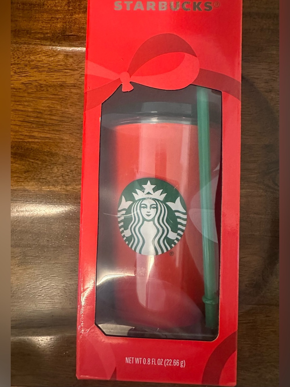 NEW Starbucks 16 oz Red Acrylic Cold Cup with Straw – Holiday Gift Box